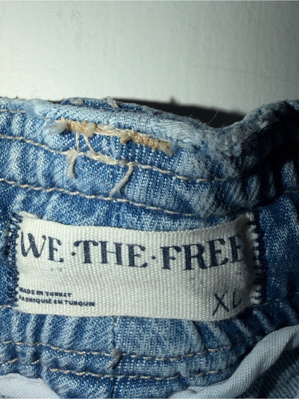 We The Free Light Blue Drawstring High-Waist Jeans Barrel Jeans Size XL - Picture 2 of 4